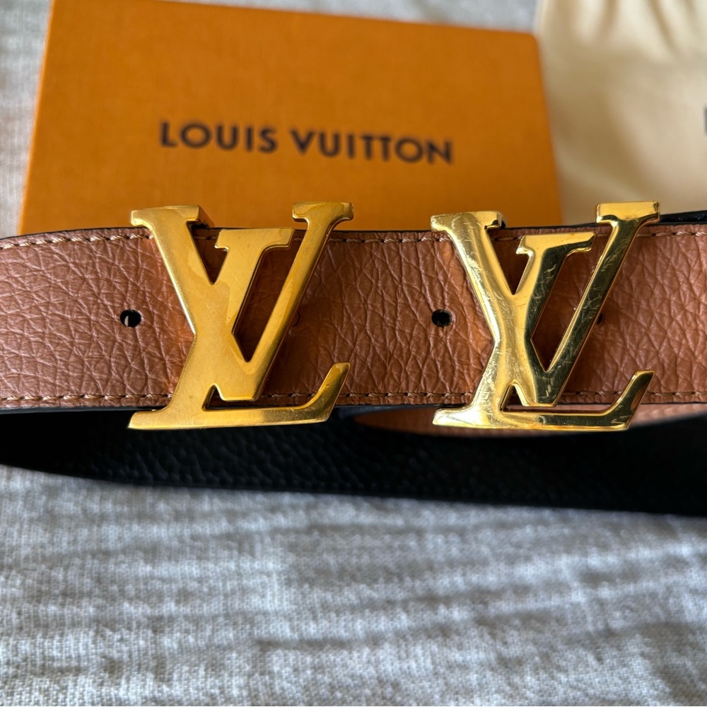 Louis Vuitton Reversible Belt with TWO Gold LV Buckles